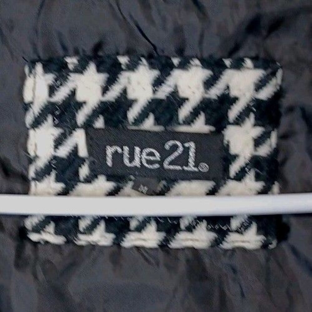 Women's Medium Forever 21 Black & White Houndstooth Peacoat Size M Y2K Warm Cute - Picture 5 of 6